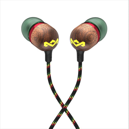 Smile Jamaica AUX Wired Earbuds with Microphone, Noise-Isolating In-Ear Headphones, Tangle-Resistant Cable, 3.5Mm Jack Sustainable (Rasta)